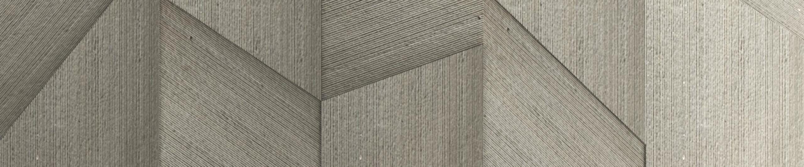 Geometric patterned wall tile with textured gray surface