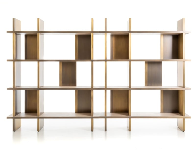 Asia High modern luxury bookcase with brown metal