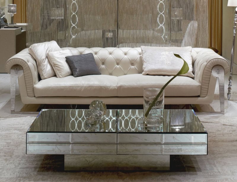Acer modern luxury coffee table with chrome mirrored glass
