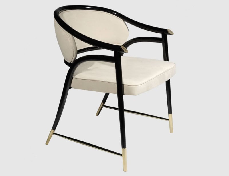 Aleksandra modern luxury chair with ivory leather