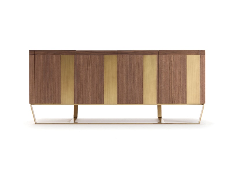 Desire modern Italian credenza with brown Ahswood wood