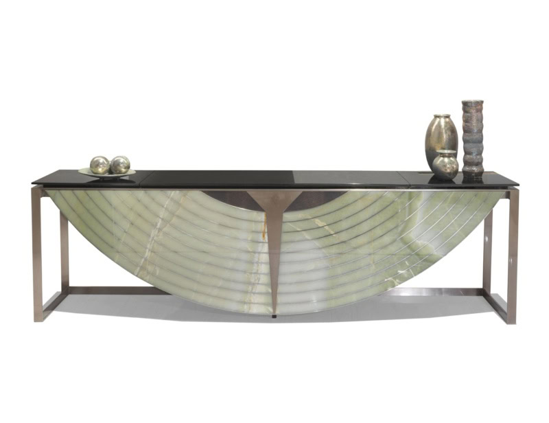 Equinox modern luxury credenza with black Jade Green Onyx marble