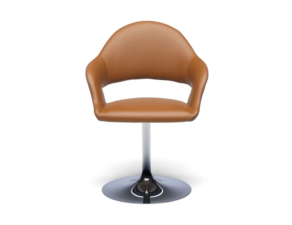 Ginevra leather stool with metal pedestal base