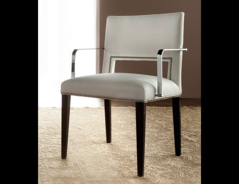 Hampton modern Italian armchair with white leather