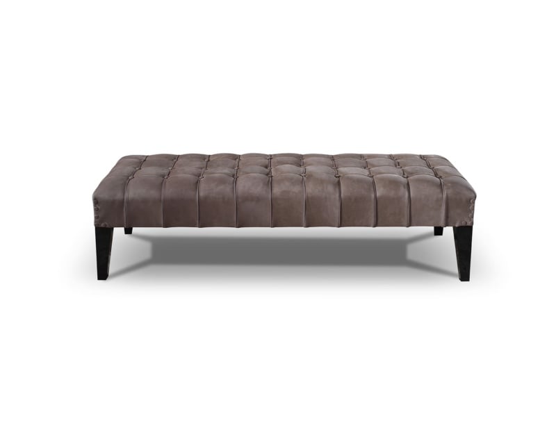 KMB modern Italian ottoman bench with brown leather