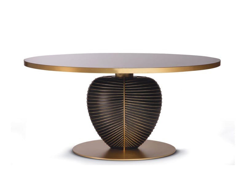 Leaf modern luxury table with bronze glass