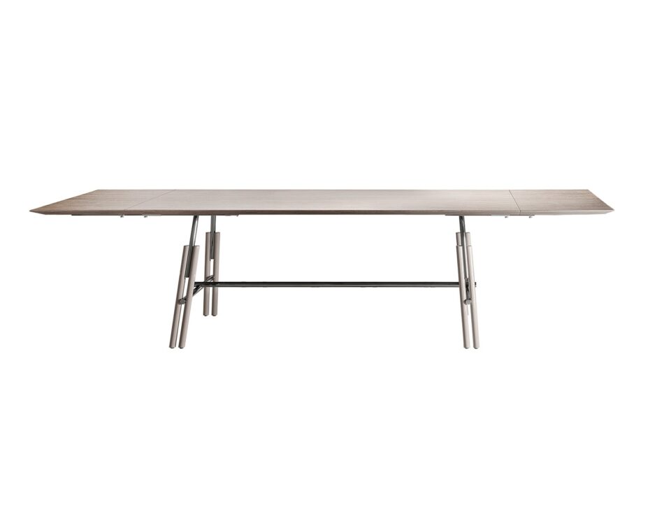 Rectangular wood dining table with metal legs