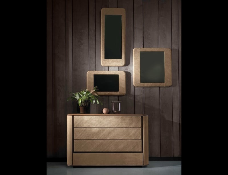 Composition 11 modern Italian chest of drawers with beige leather