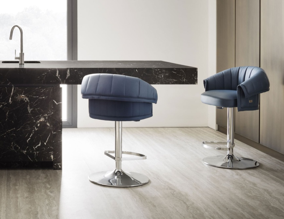 Leather bar stools with chrome bases