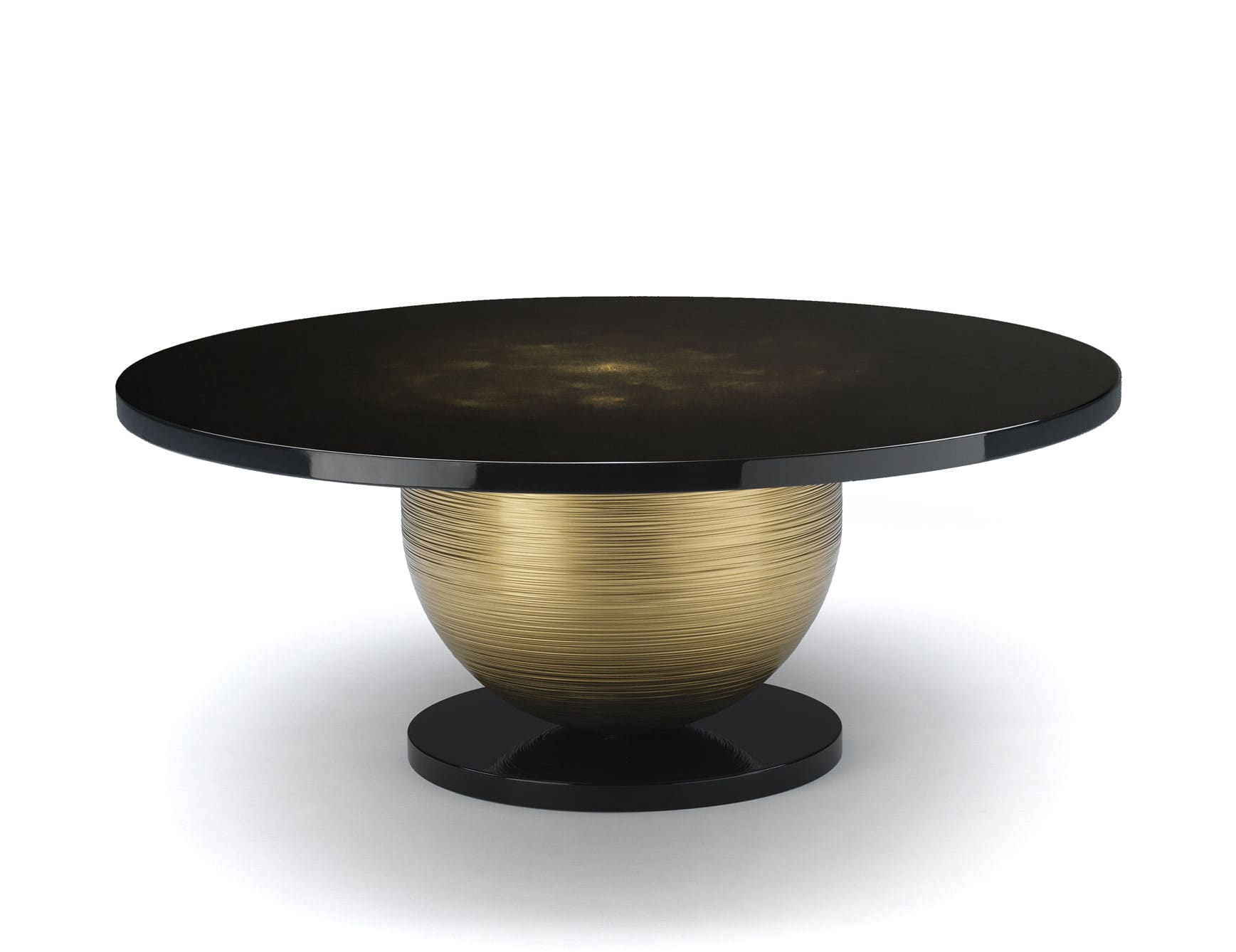 Mars - Round metal and wood dining table with lacquered finish