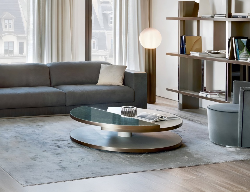 Metal coffee table with Emperador Dark finish