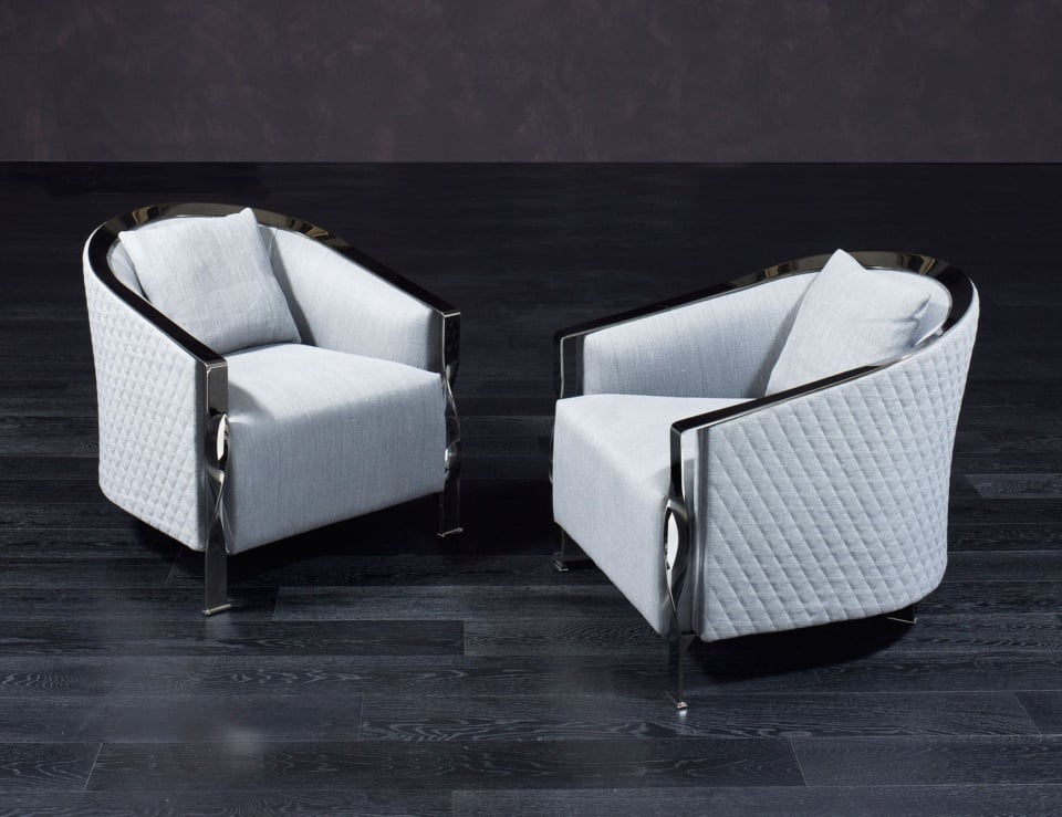 Leather sofa chairs with metal frame