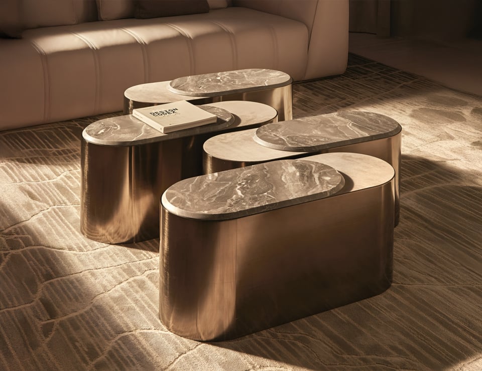 Marble coffee tables with Arabescato Orobico finish