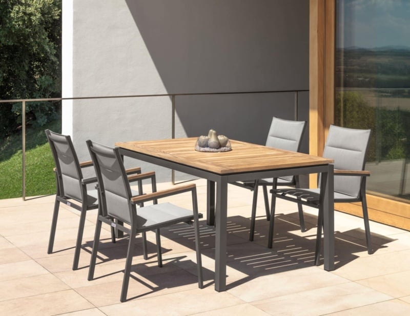 Timber contemporary Italian extendable table with grey teak wood