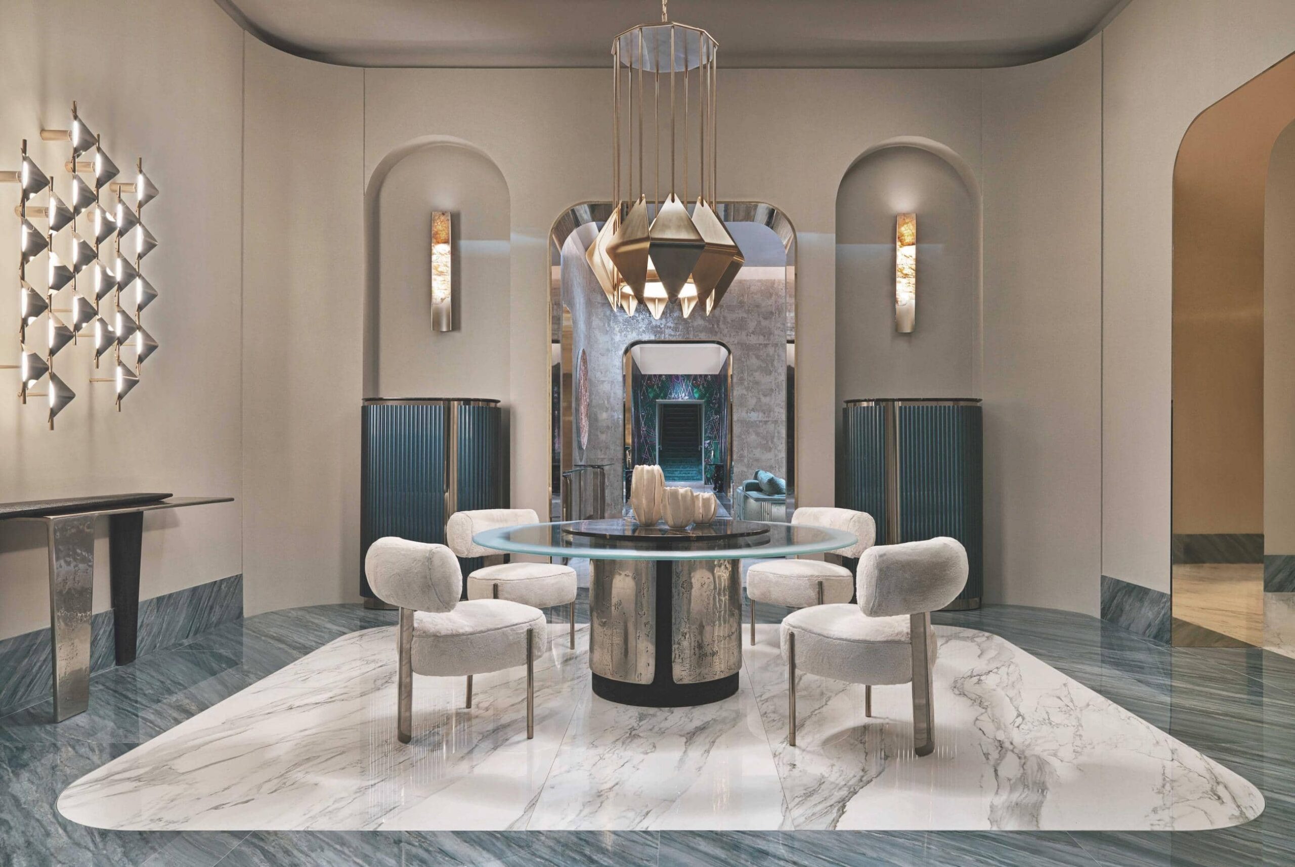 Amos Dining Room modern luxury table with gold metal