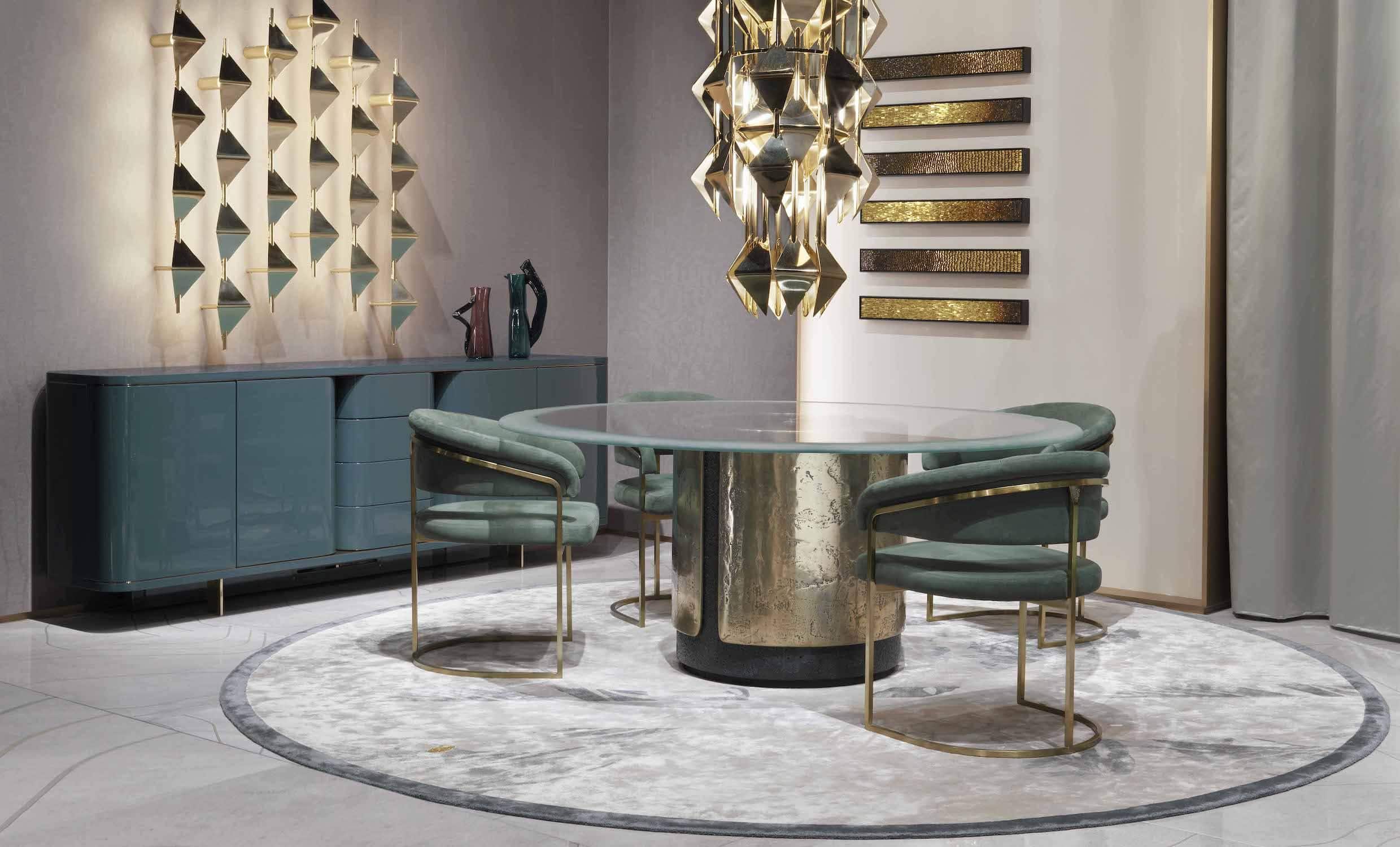 Amos Beauty Dining Room modern luxury table with gold metal